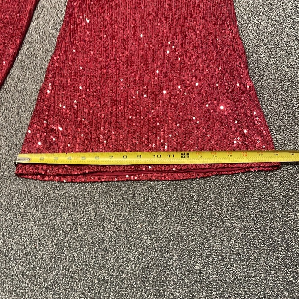 Lulu's Red Sequin Wide Leg Pants - Picture 4 of 8